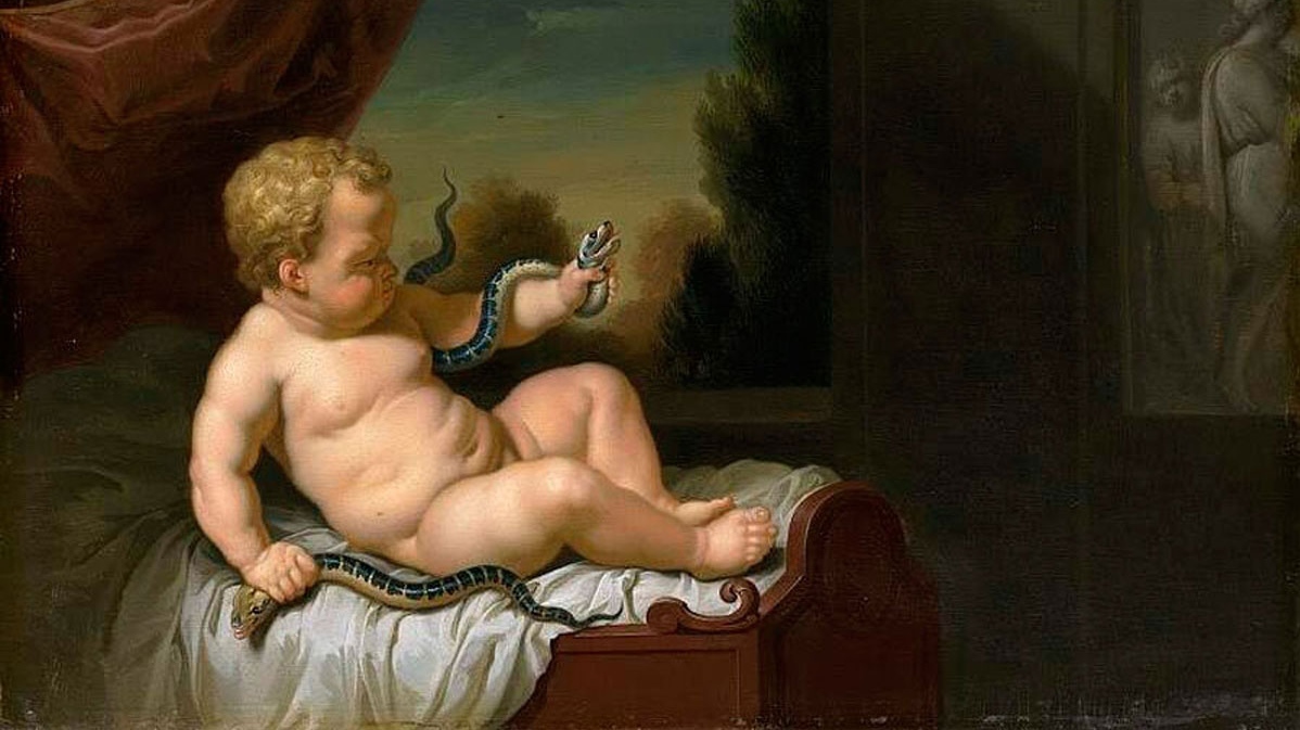 Питер ван дер Верфф. Младенец Геракл душит змей. 1722