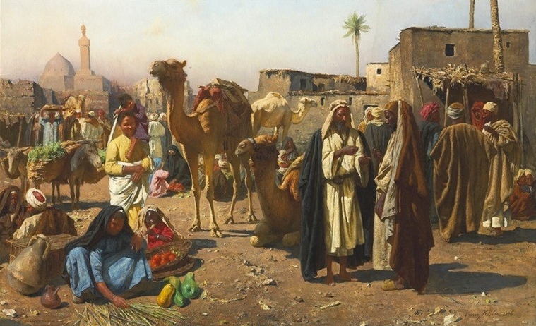 Франц Кослер. Торговля на рынке в Северной Африке. 1896