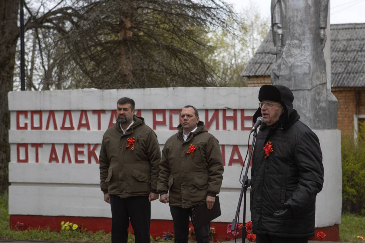 Сергей Кургинян выступает на митинге в честь Дня победы, 9 мая 2024 года. Александровское