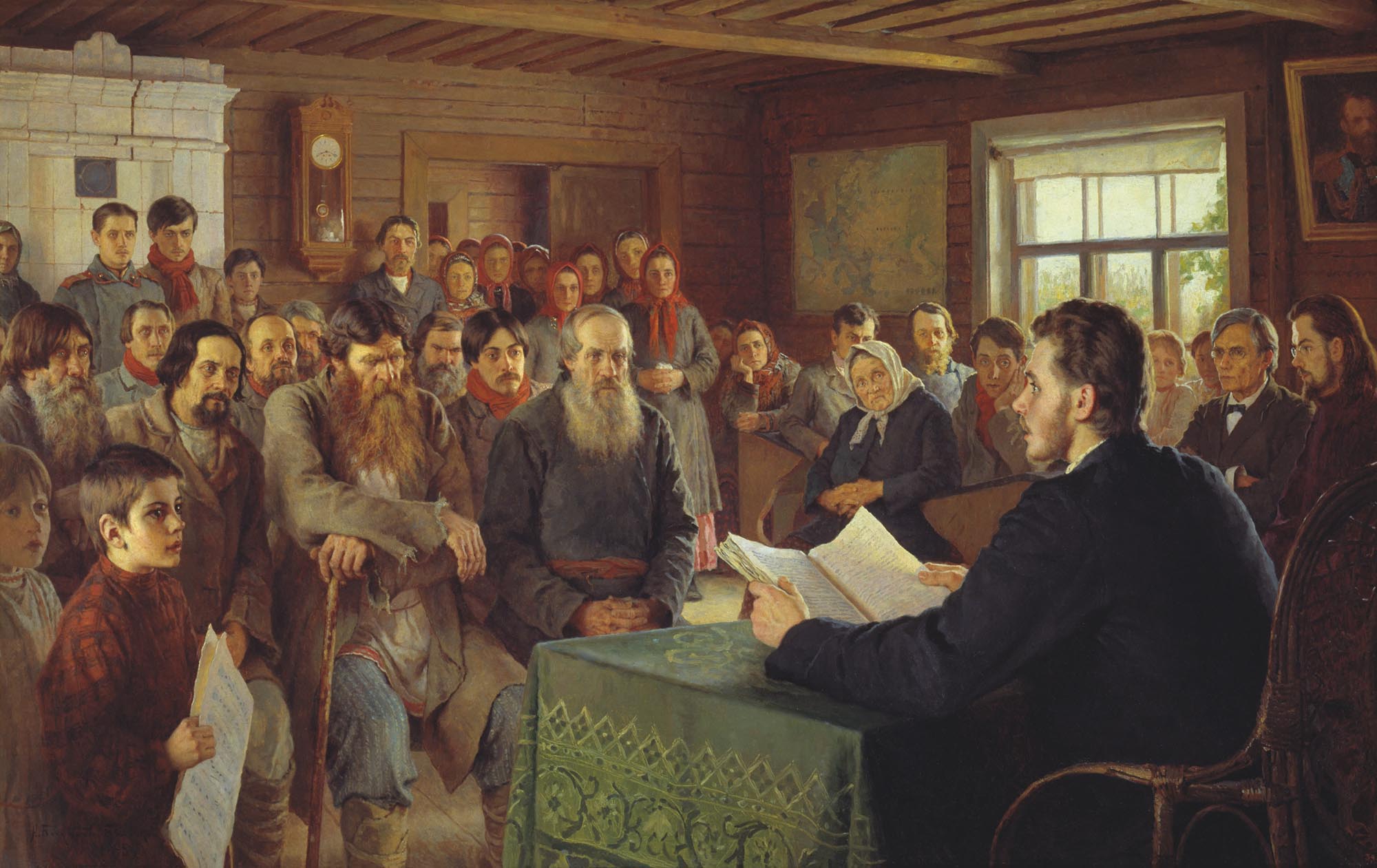 Воскресное чтение в сельской школе. 1895.