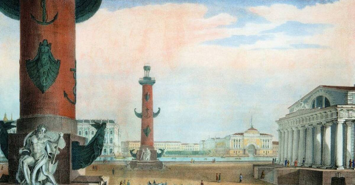 Тимофей Васильев. Здание биржи с маяками. 1821