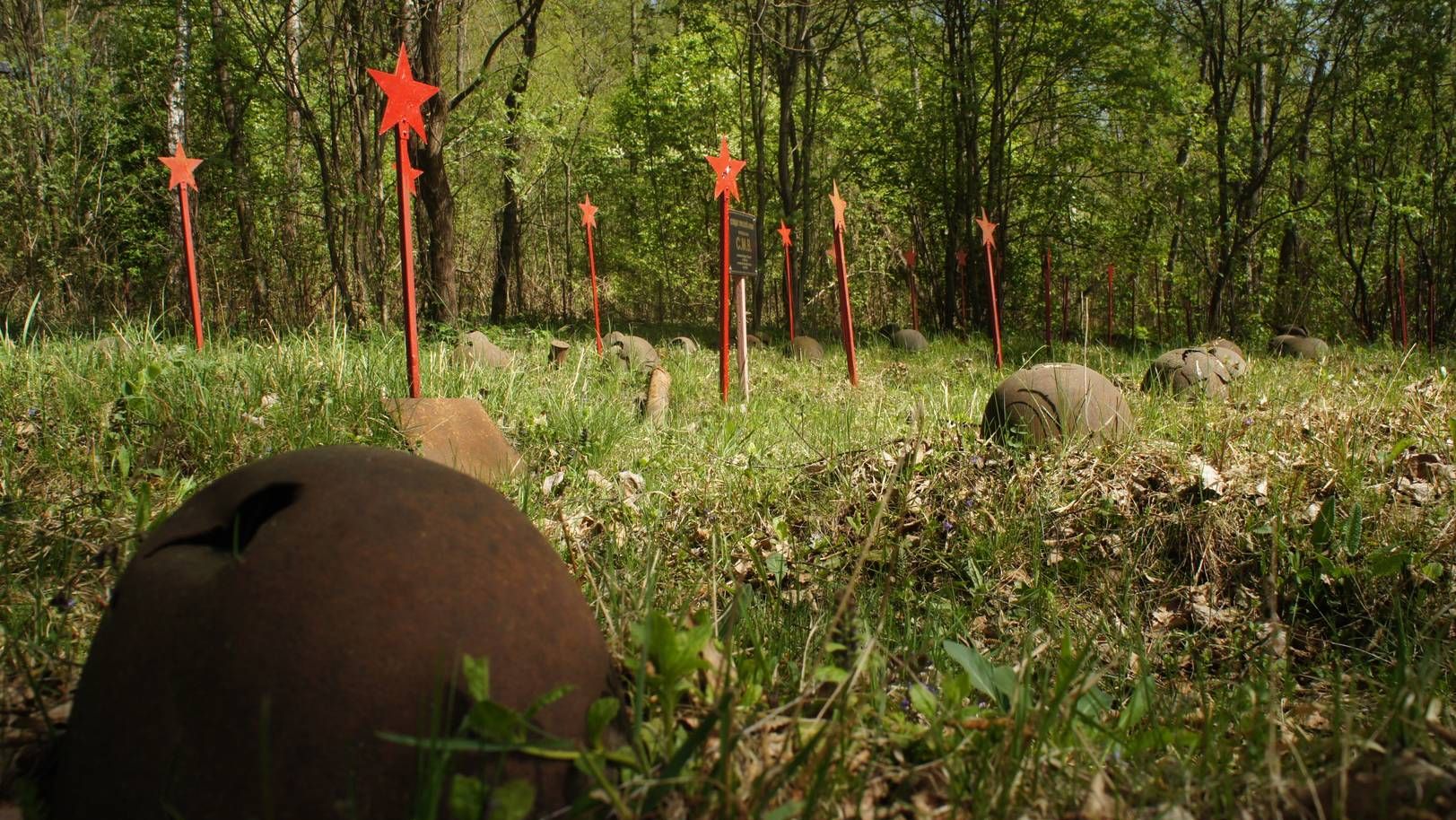 Кладбище советских солдат в лесу. Смоленская область.