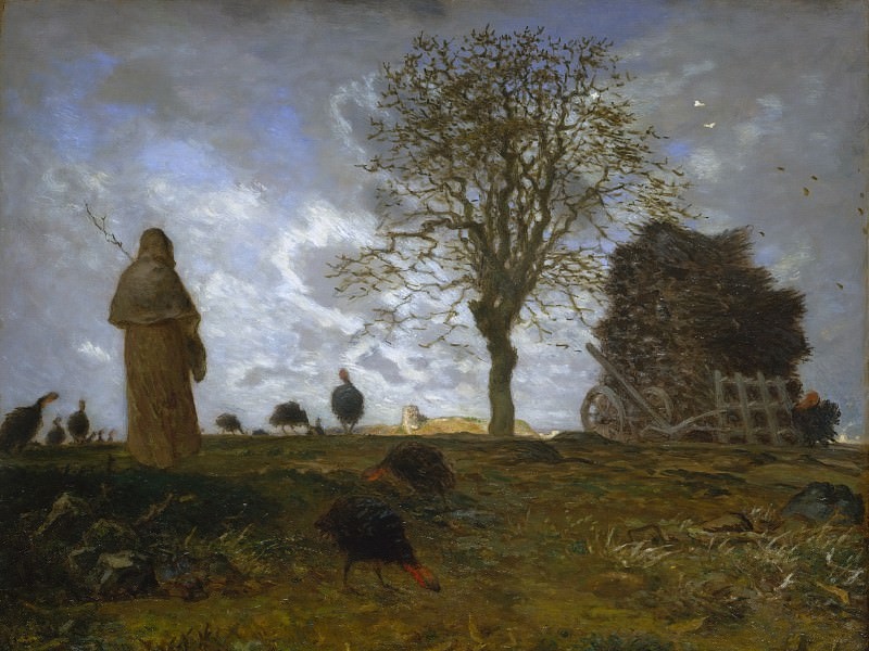 Жан-Франсуа Милле. Осенний пейзаж со стаей индюков (фрагмент). 1872-1873