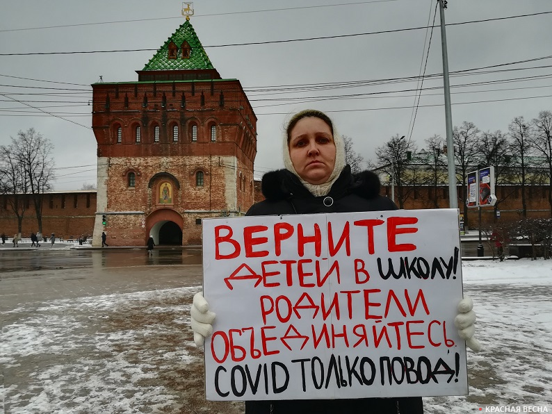 Пикет против дистанционного обучения в Нижнем Новгороде