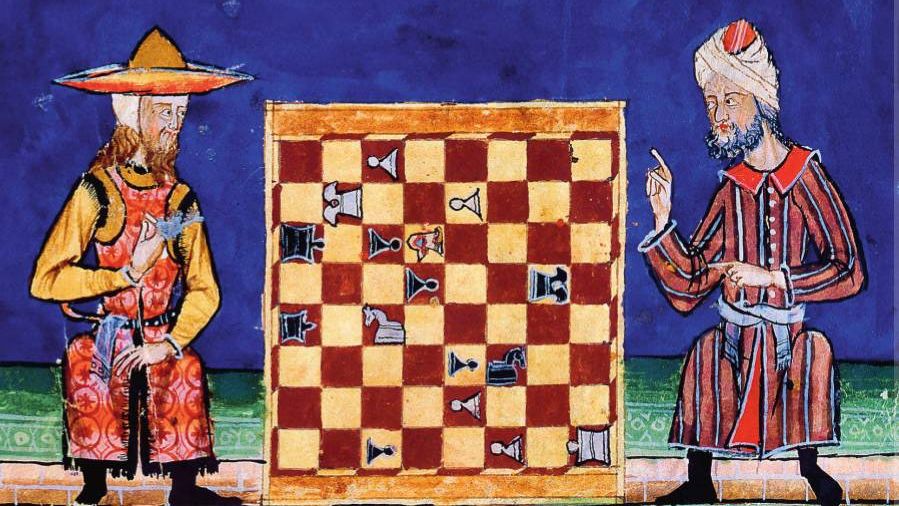 Еврей и мусульманин играют в шахматы. ХIII век. Неизвестный автор