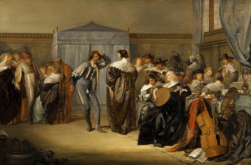 Питер Кодде. Веселое общество с танцорами в масках. 1636