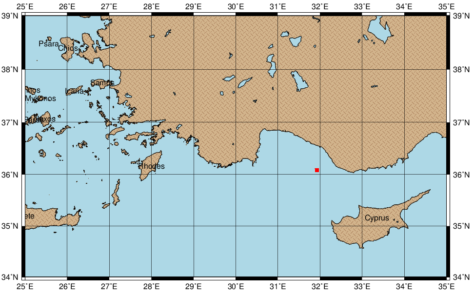 Район проведения буровых работ согласно NAVTEX-объявлению ВМФ Турции 0770 от 09.08.2022 (красная пометка)