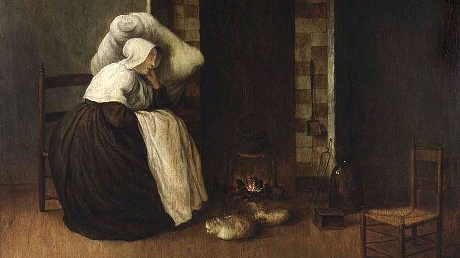 Больная женщина у камина. 1654-1656