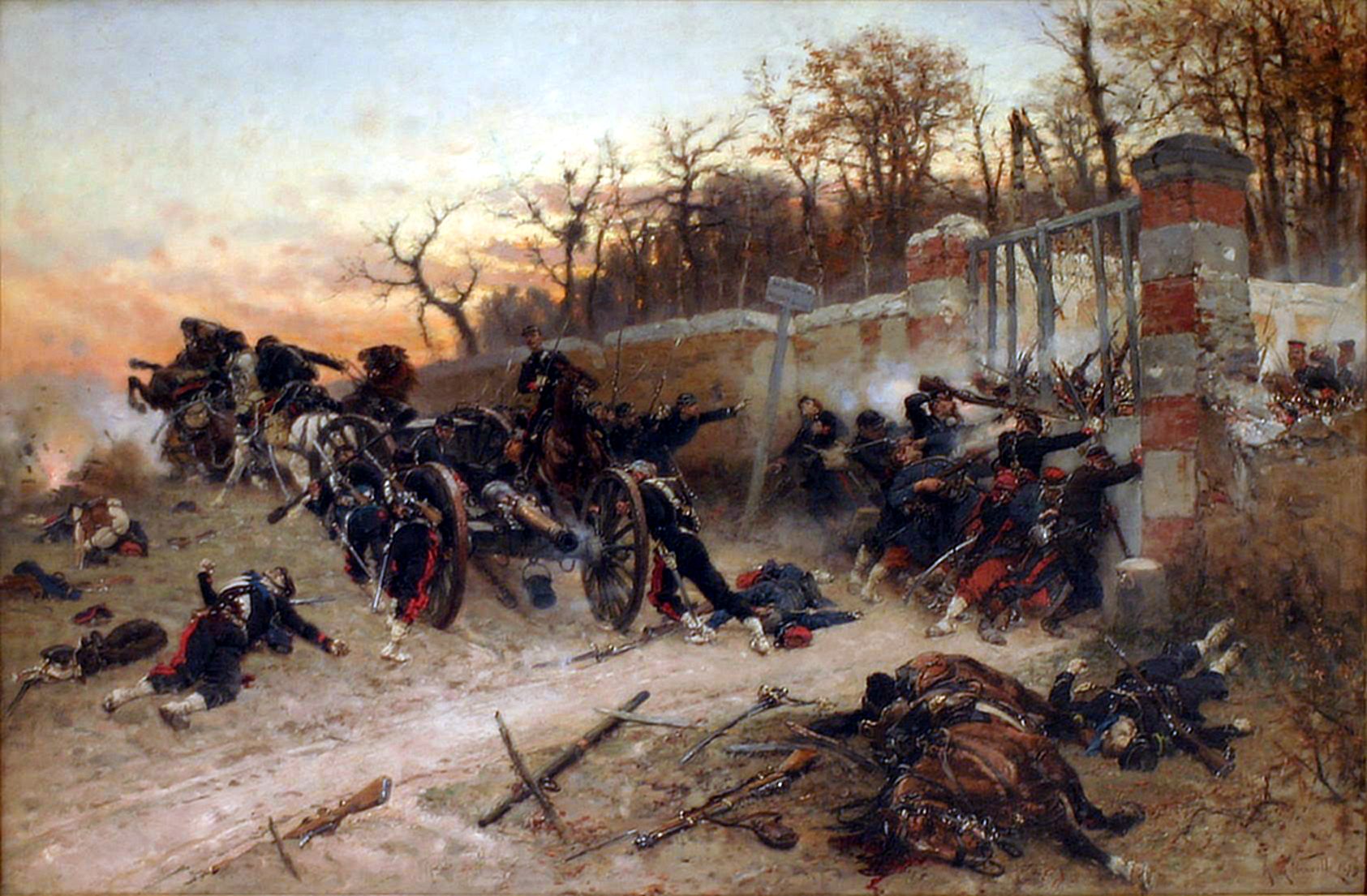 Альфонс де Невиль. Спасение орудия и оборона ворот под Буженвилем 21 октября 1870 года. 1879