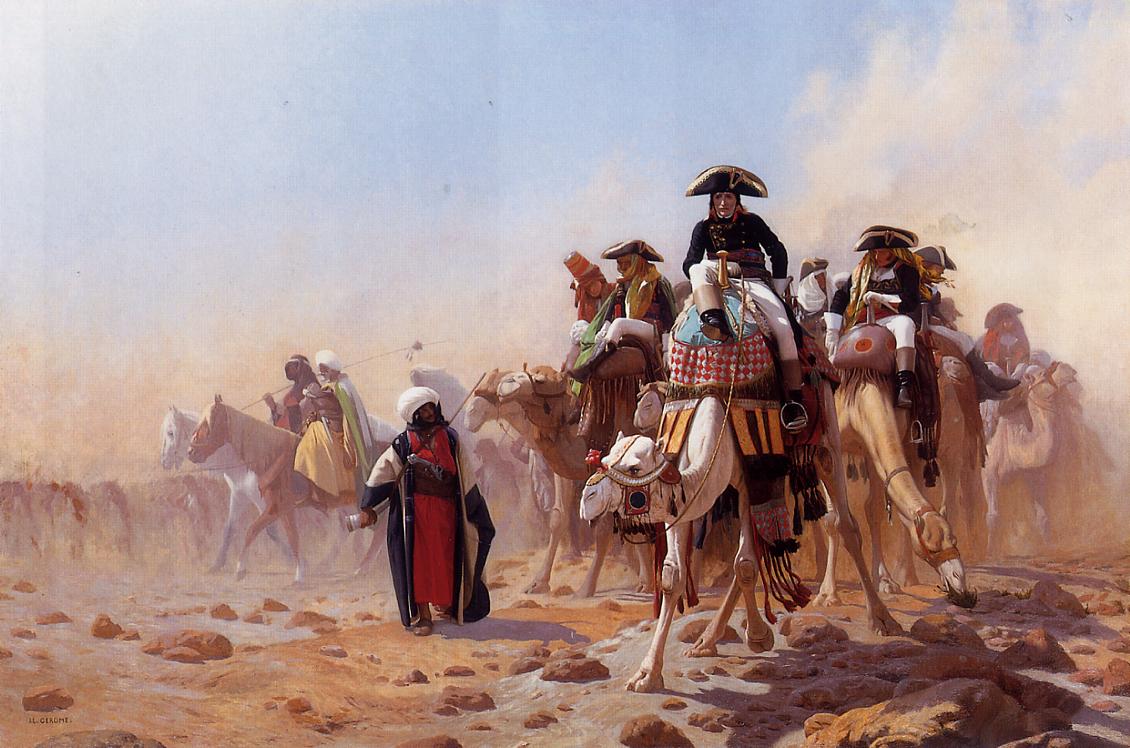 Жан-Леон Жером. Генерал Бонапарт со своим военным штабом в Египте. 1863