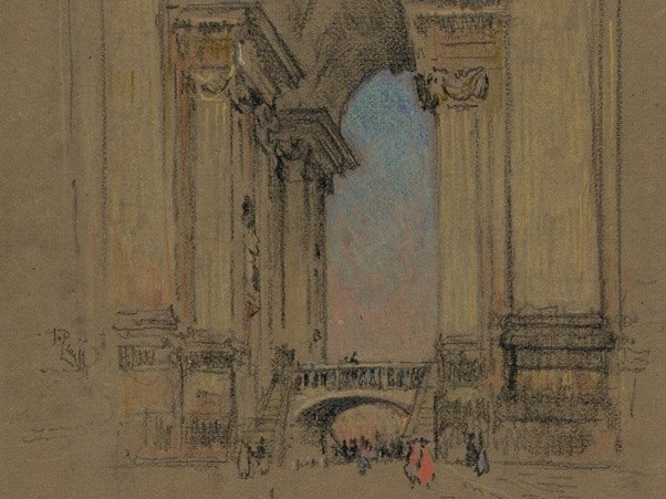 Джозеф Пеннелл. Вход в Ватикан (фрагмент). 1909