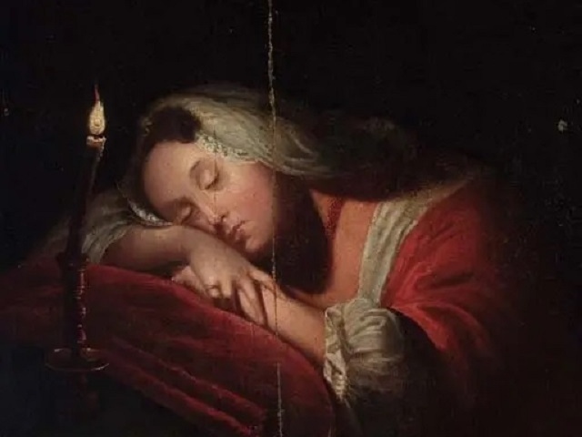 Павел Федотов. Спящая красавица со свечой (фрагмент). 1840-е
