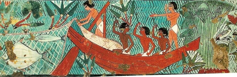 Древние египтяне ловят рыбу на Ниле