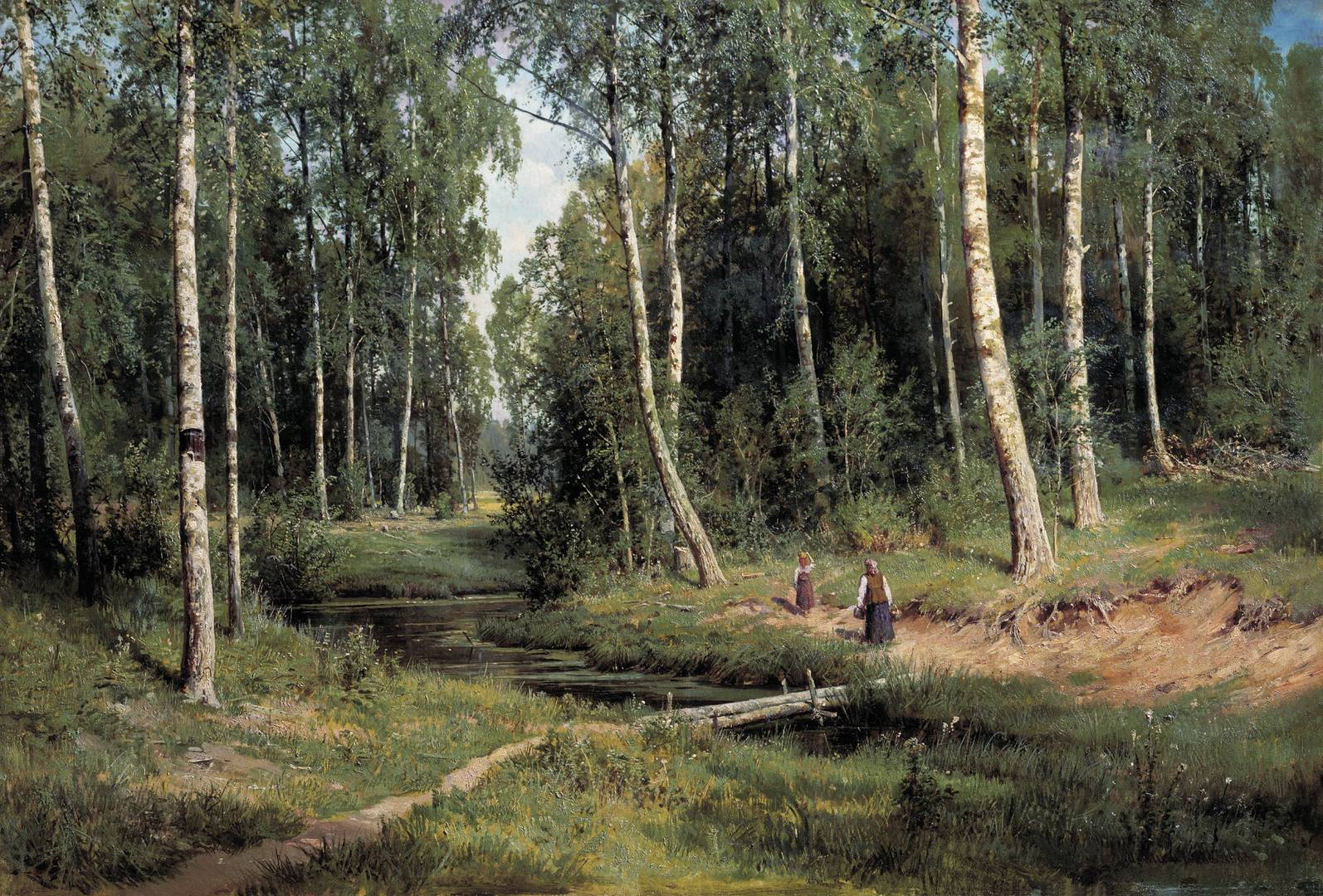 Шишкин Иван. Ручей в березовом лесу. 1883.