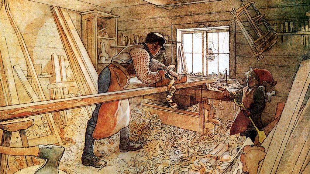 Карл Ларссон. В столярной мастерской (фрагмент). 1905