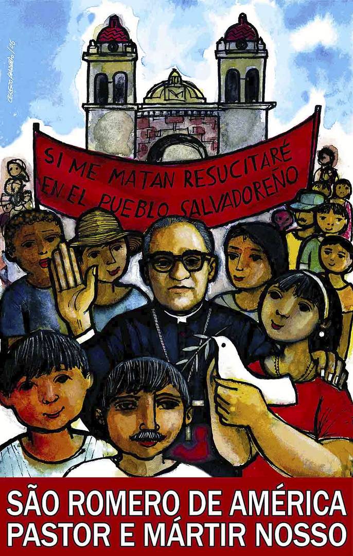 Плакат со словами Оскара Ромеро: «Если меня убьют, я воскресну в сальвадорском народе»