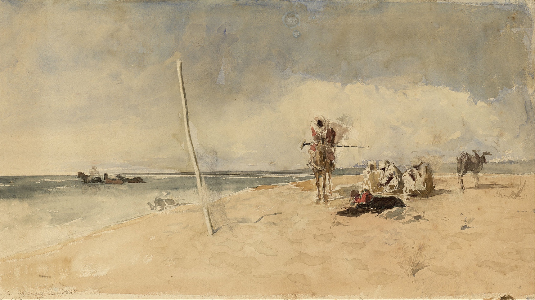 Мариано Фортуни-и-Марсаль. Африканский пляж (фрагмент). 1867
