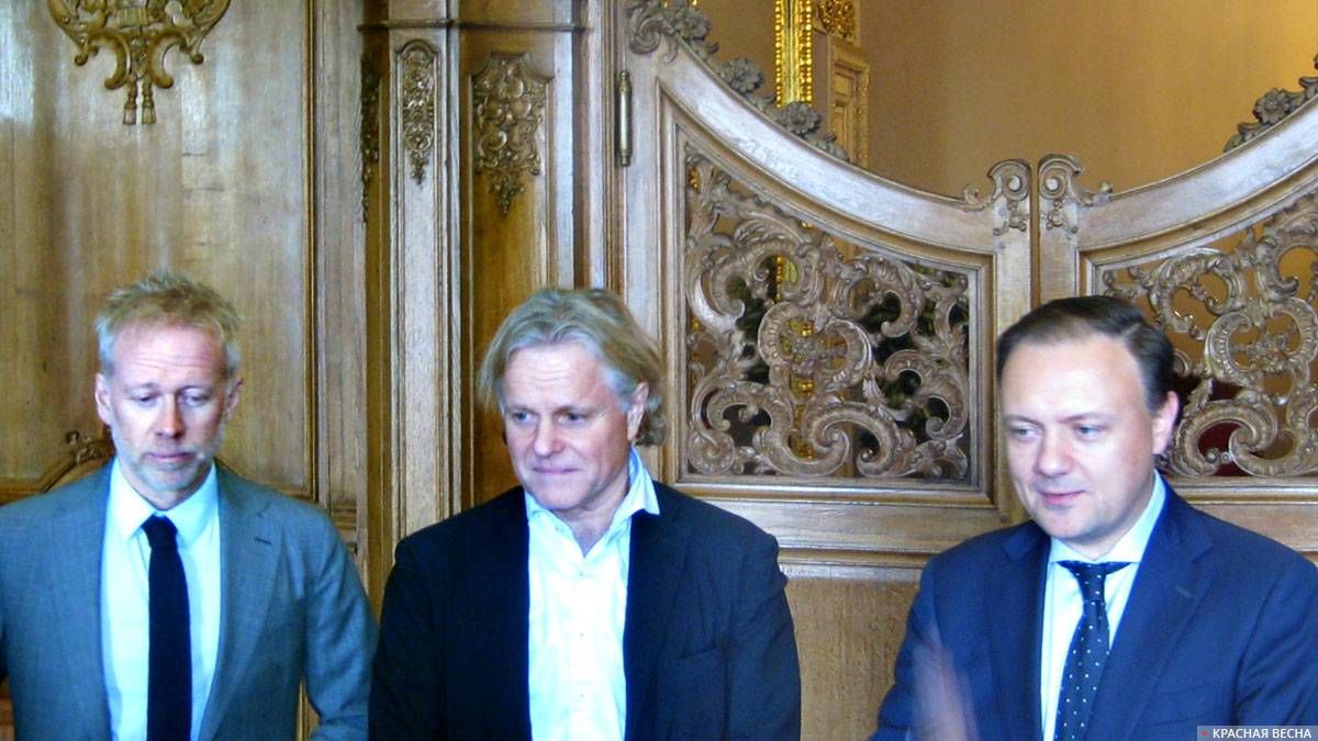 Слева направо: Мортен Франкбю (Швеция), Лейф Йегер (Норвегия), Сергей Макаров (Россия). Санкт-Петербург. 04.10.2018 г.