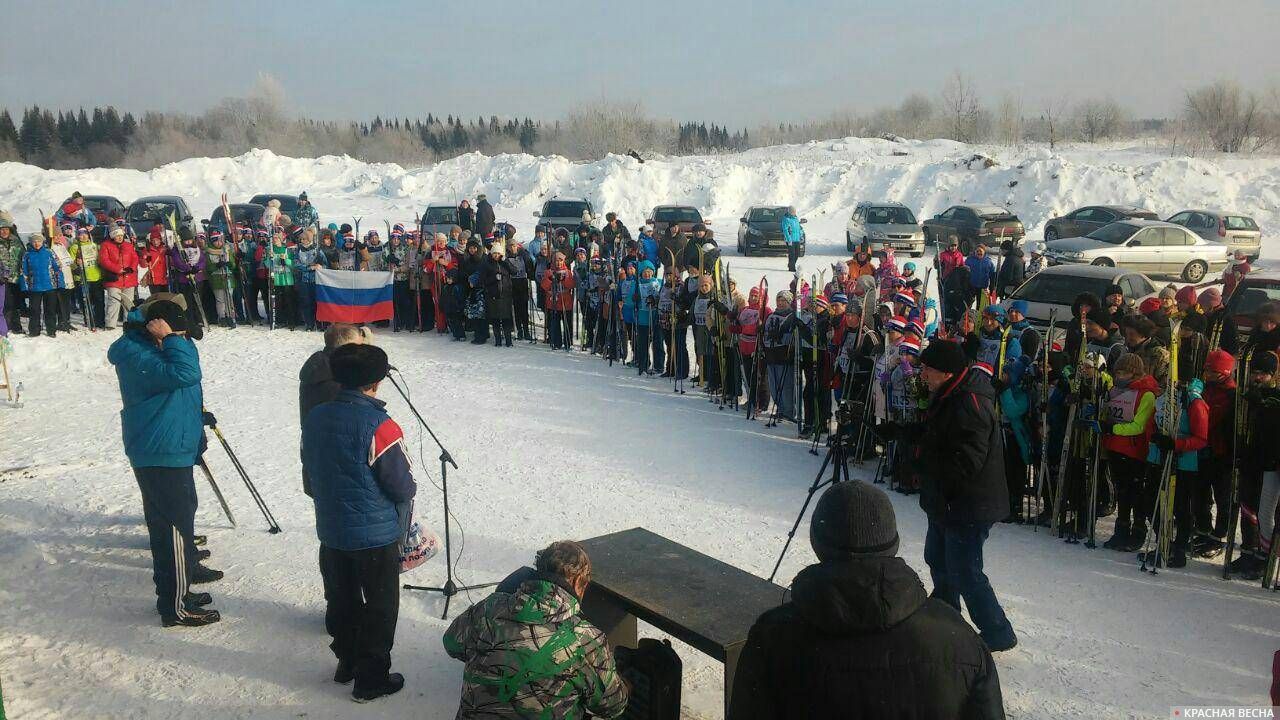 Открытие соревнований Лыжня России в Тайге