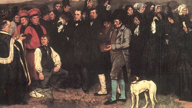 Гюстав Курбе. Похороны в Орнане (фрагмент). 1850