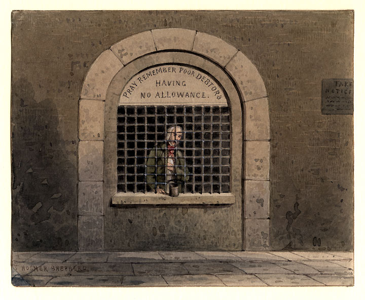 Томас Хосмер Шеферд. Должник в Тюрьме Флит-стрит, Лондон. Первая половина XIX 
