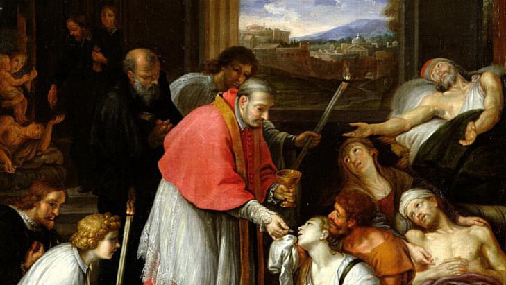 Пьер Миньяр. Санкт-Карло Борромео даёт таинственное лекарство от чумы жертвам в Милане в 1576 году