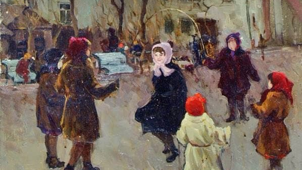 Н. Акопян. Дети во дворе (фрагмент). 1950