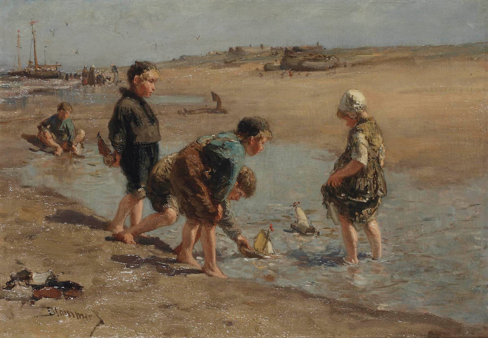 Бернард Бломмерс. Дети играют на пляже