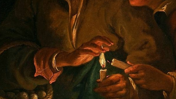 Годфрид Схалкен. Старуха и мальчик со свечами (фрагмент). XVII в.