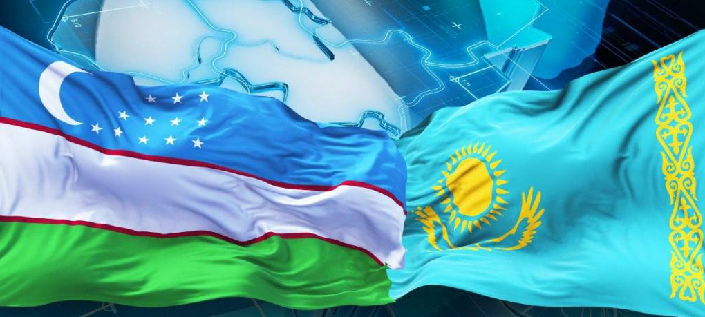 Флаги Узбекистана и Казахстана