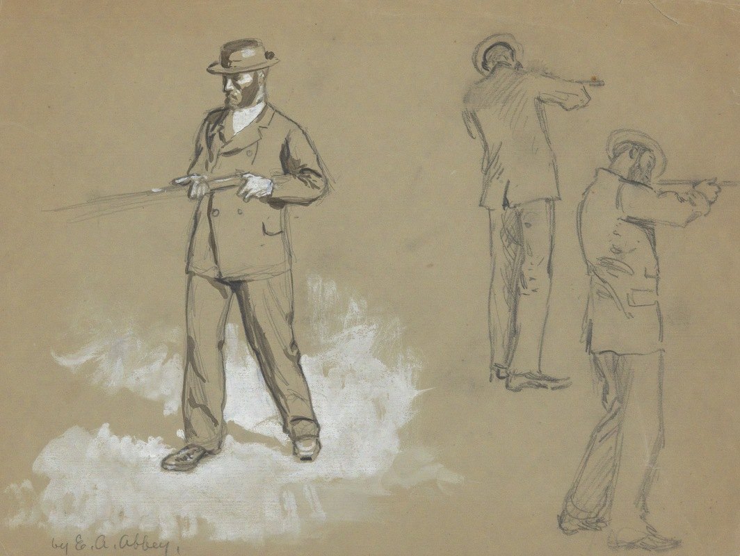 Three Sketches of a Man with a Gun Edwin Austin Abbey