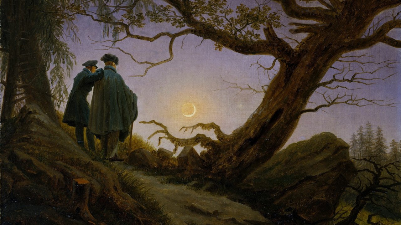 Каспар Давид Фридрих. Двое мужчин, созерцающих луну. ок. 1825-1830
