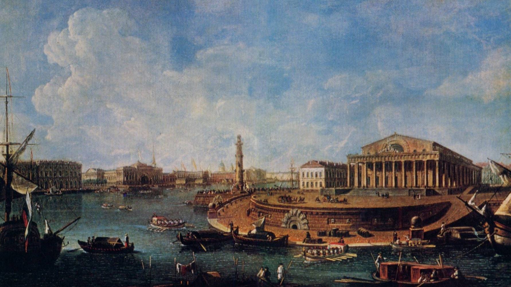 Федор Алексеев. Вид на Биржу и Адмиралтейство от Петропавловской крепости. 1810 го