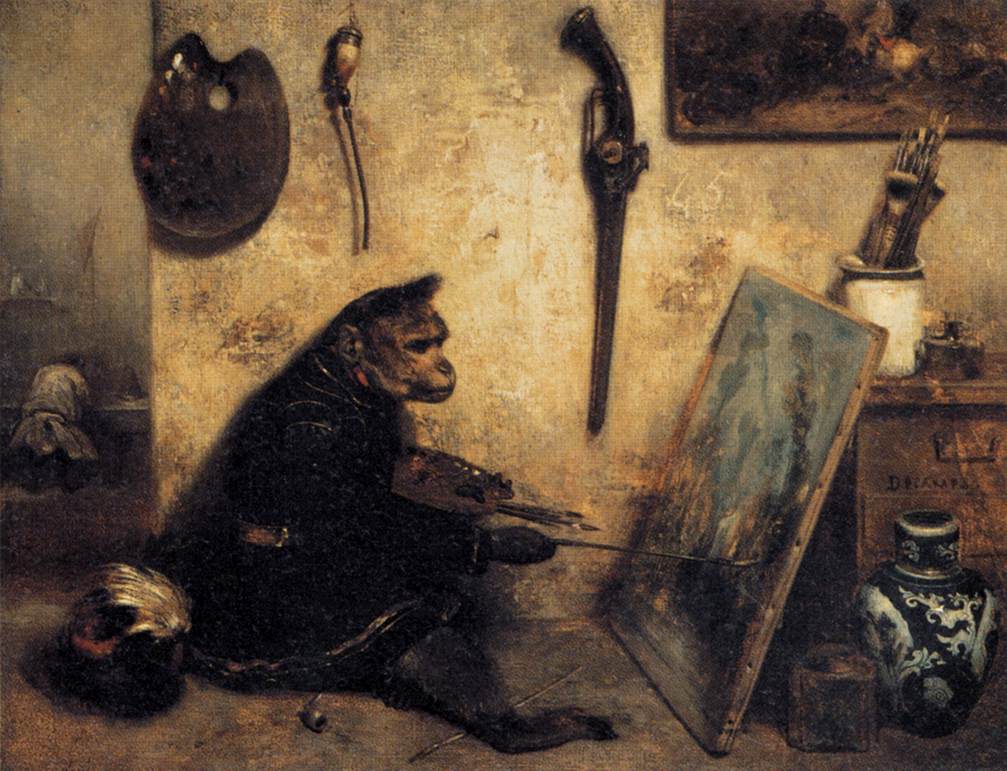 Александр-Габриэль Декан. Обезьяна-художник. 1833