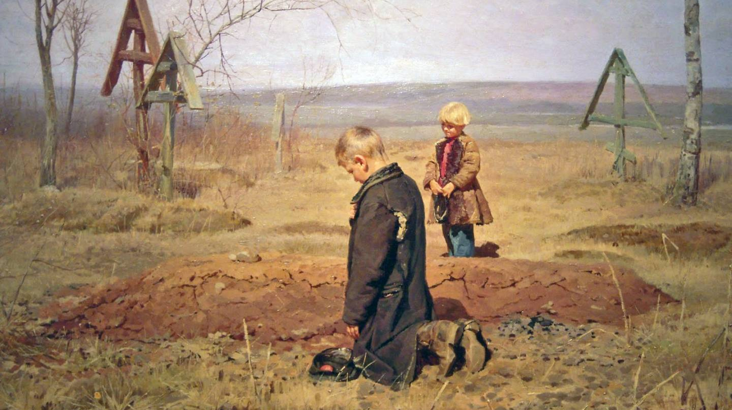 Николай Касаткин. Осиротели (фрагмент). 1891