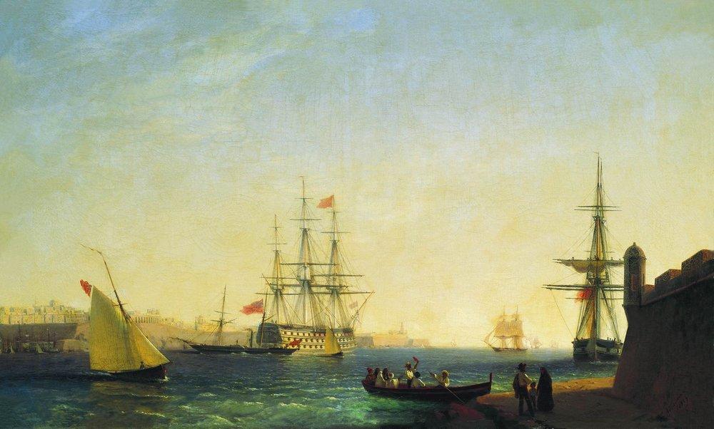 Иван Айвазовский. Порт ла Валетта на острове Мальта. 1844 год.