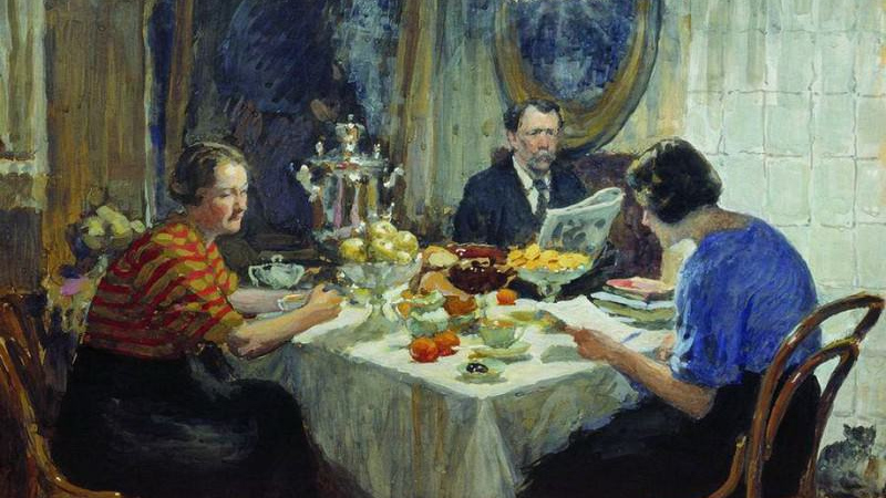 Иван Куликов. Семья за столом (фрагмент). 1938