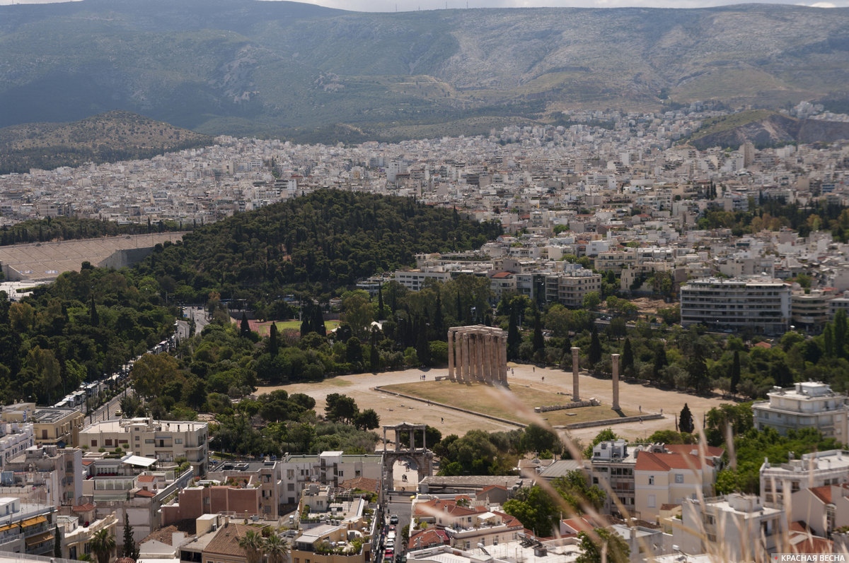 Вид на город с Акрополя Греция Афины