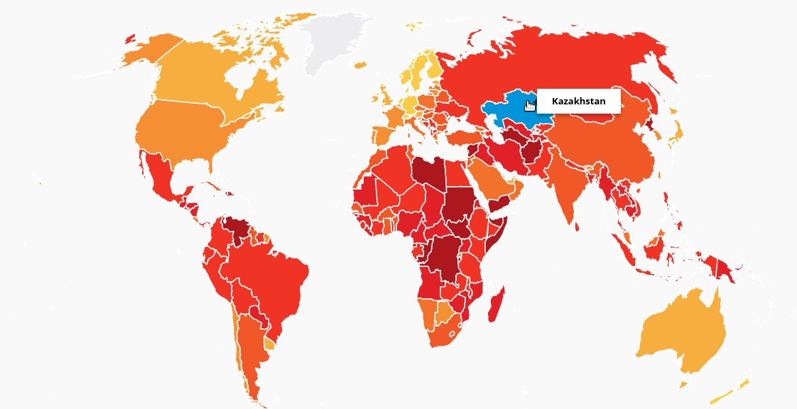 Казахстан на карте Transparency International