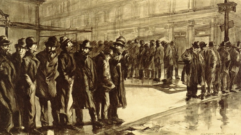 Эверетт Шинн. Безработные (фрагмент). 1908