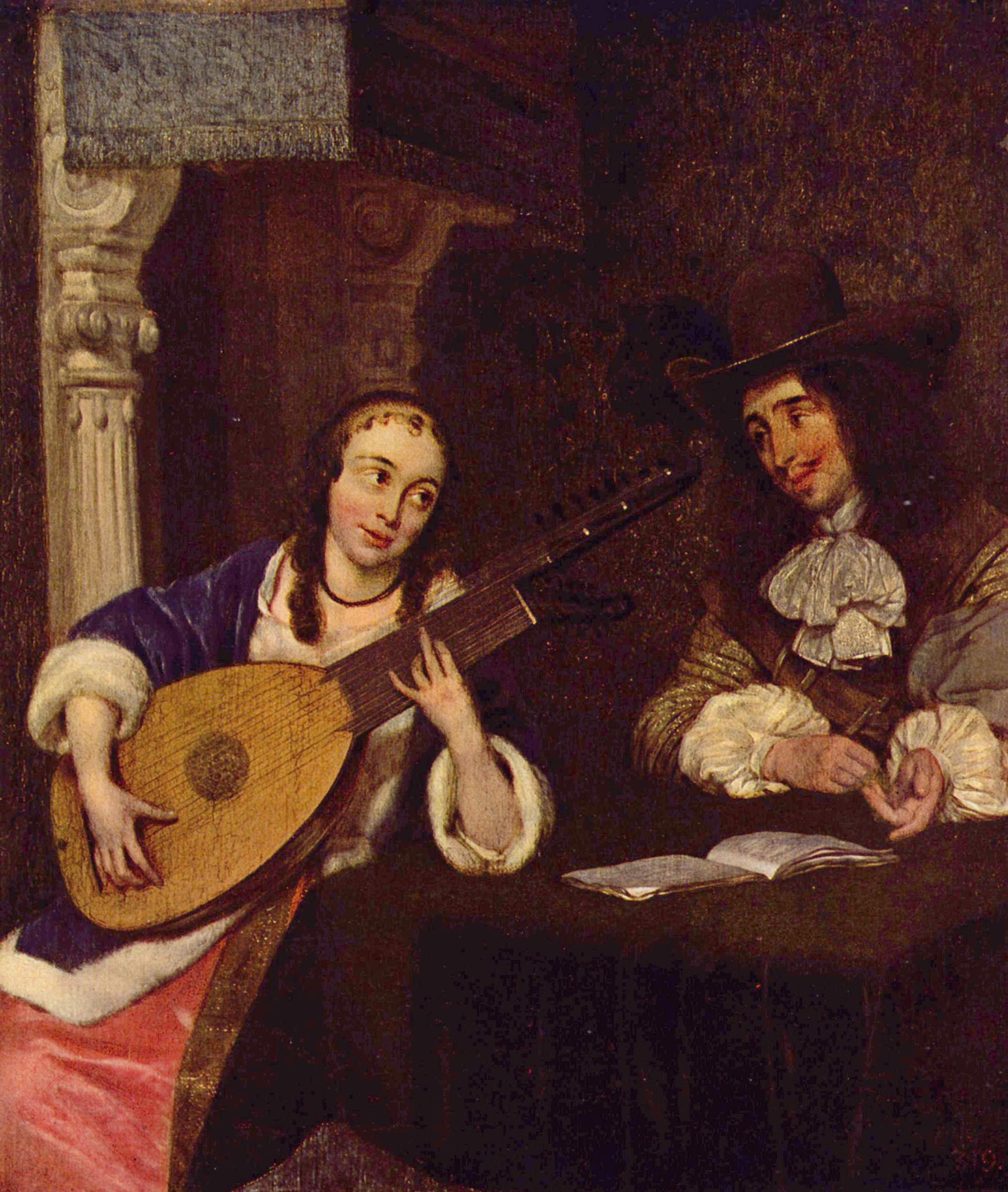 Герард Терборх Младший. Девушка, играющая на лютне. 1660