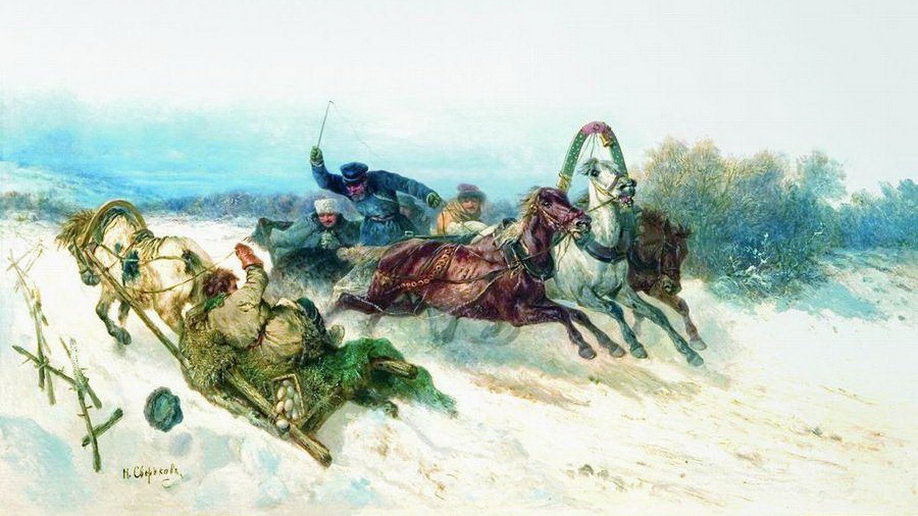 Николай Сверчков. Случай на дороге (фрагмент). 1840