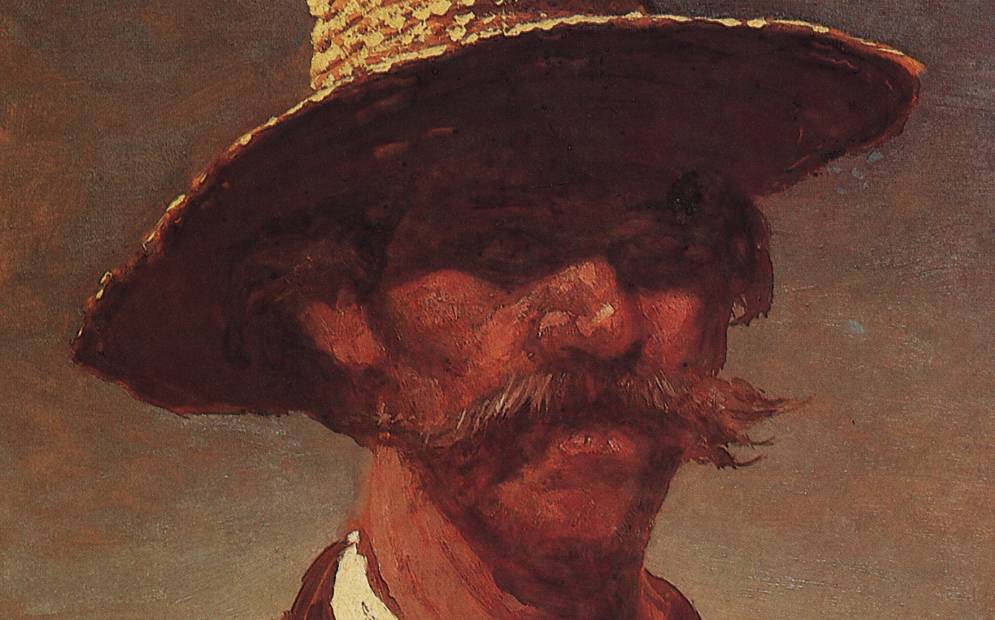 Архипа Куинджи. Голова крестьянина украинца в соломенной шляпе (фрагмент). 1890-95