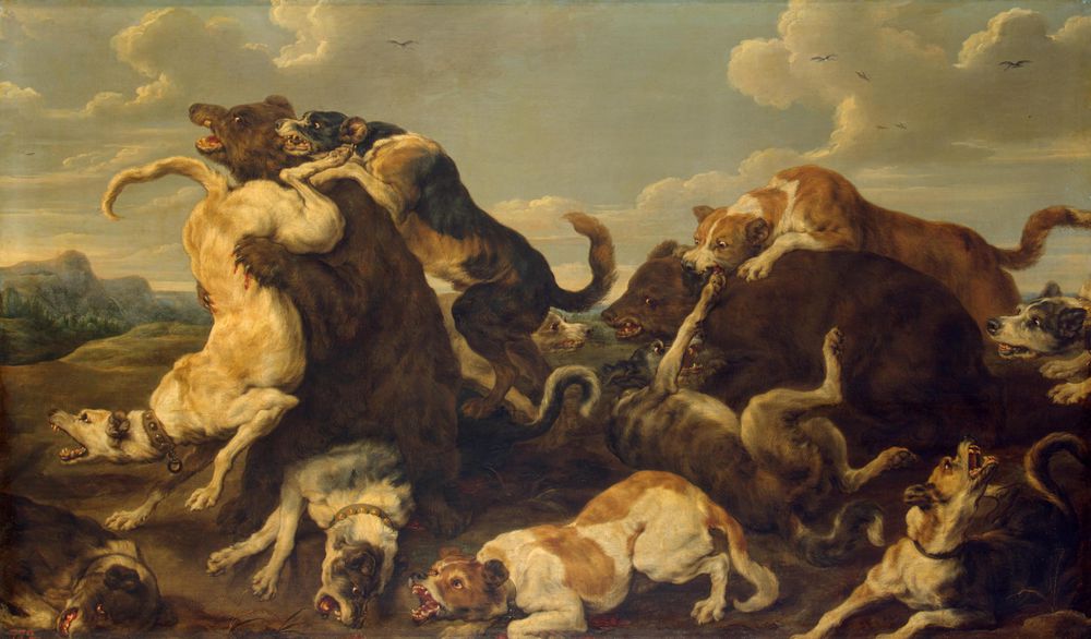 Пауль де Вос. Охота на медведя. 1769