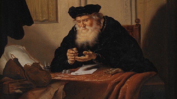 Саломон Конинк. Старик, считающий свои деньги (фрагмент). 1635