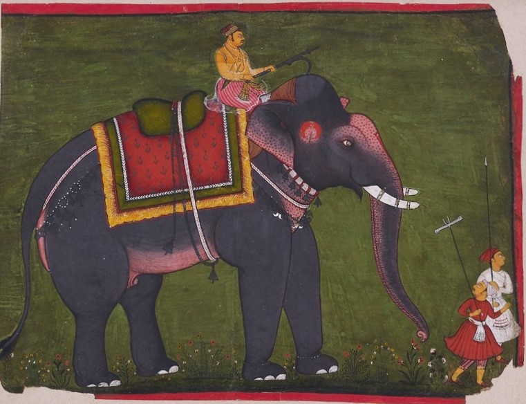 неизвестный художник. Князь Бхао Сингх верхом на слоне. ок. 1675