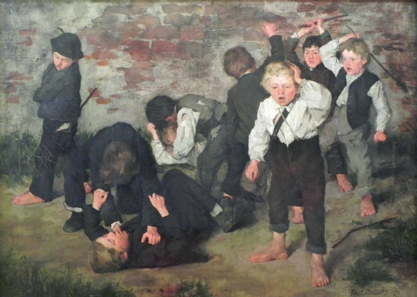 Худ.Вильгельм Трюбнер — Дерущиеся мальчики. 1872.