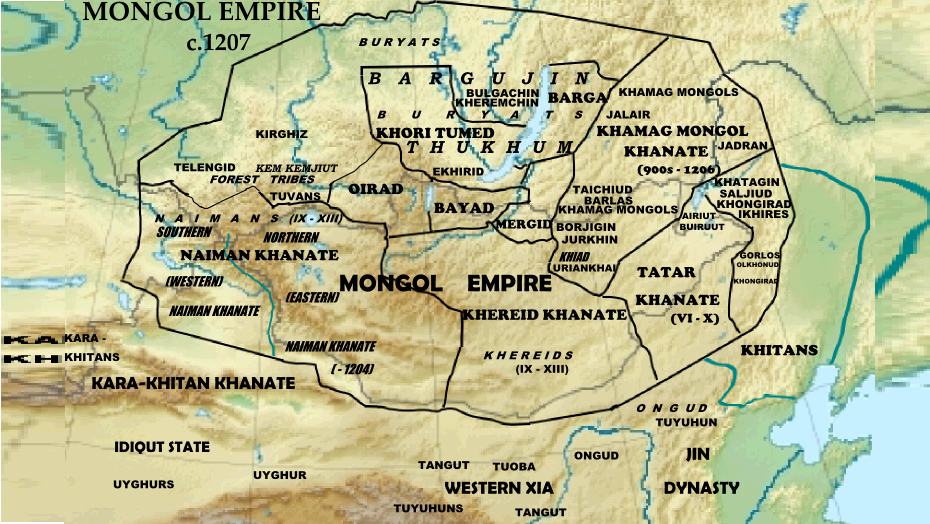 Монгольская империя в 1207 г.