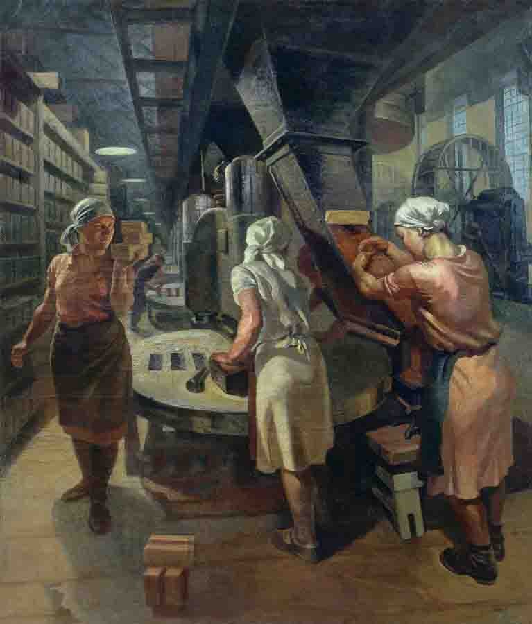 С. В. Рянгина. Цех кирпича. Саткинский завод Магнезит. 1935