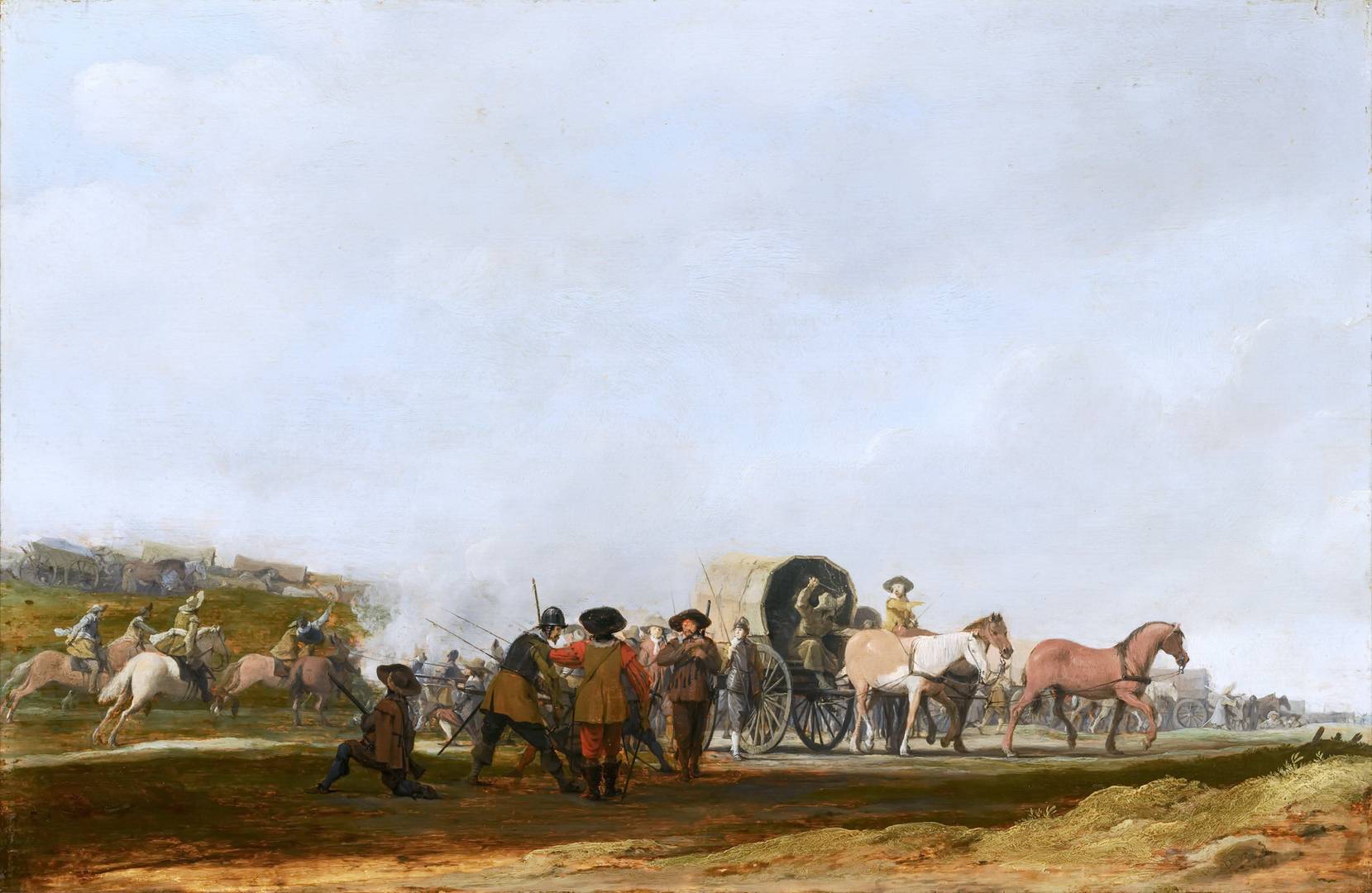 Питер Пост. Нападение на солдатский конвой. 1631